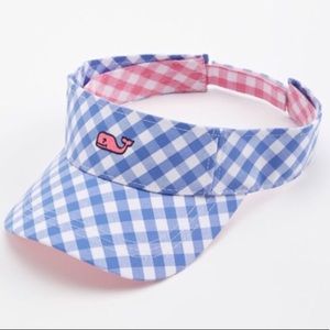 Vineyard Vines Blue Pink Gingham Visor Hat Rare